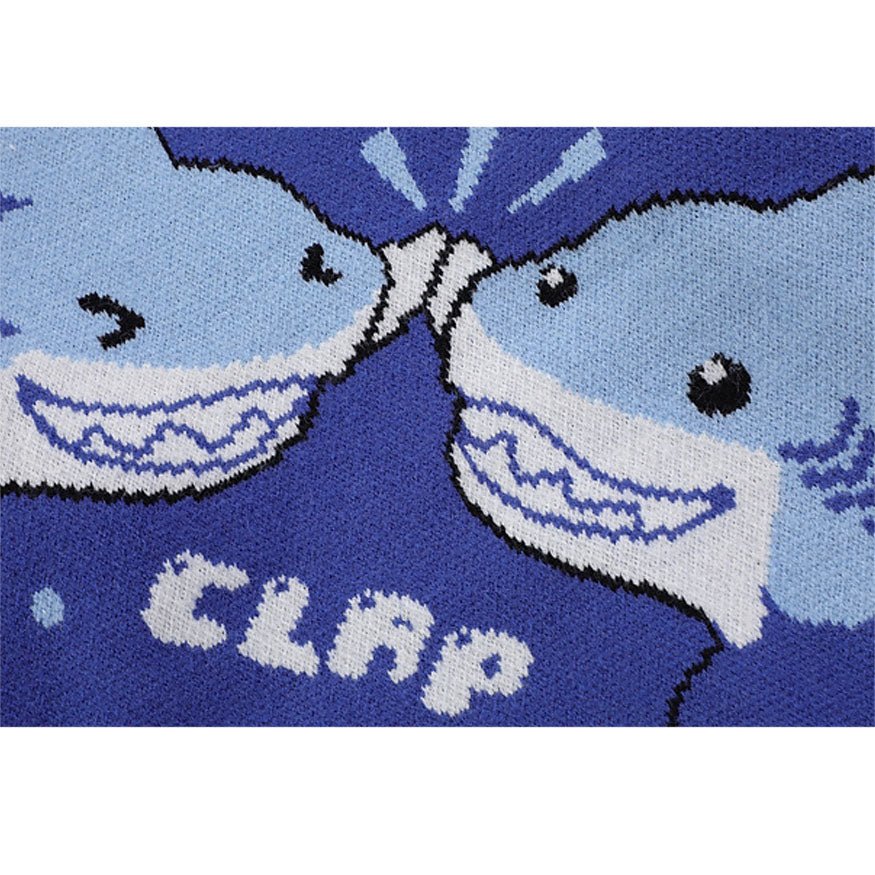 Shark Clapping Pattern Maglione a maglia