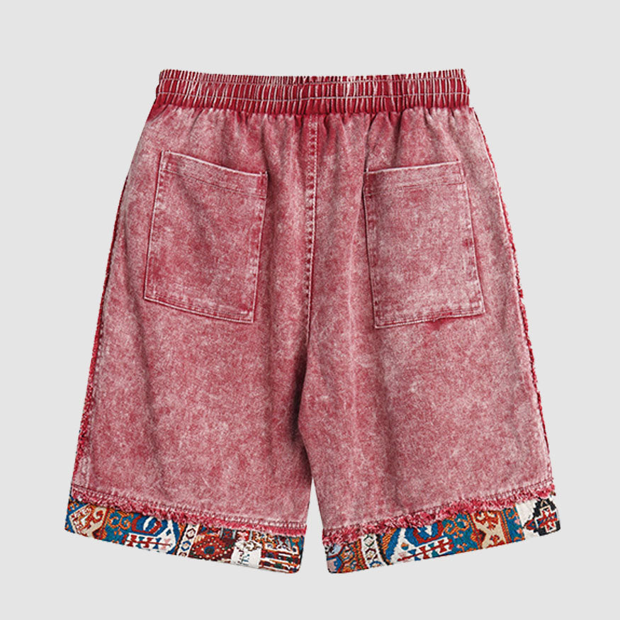 Estilo étnico Denim Patchwork Drawstring Shorts