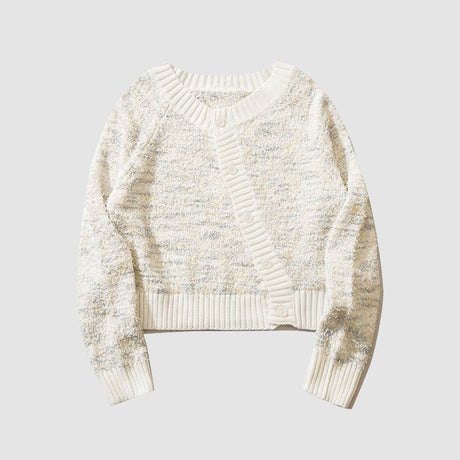 Marled-Knit Cropped Cardigan Sweater