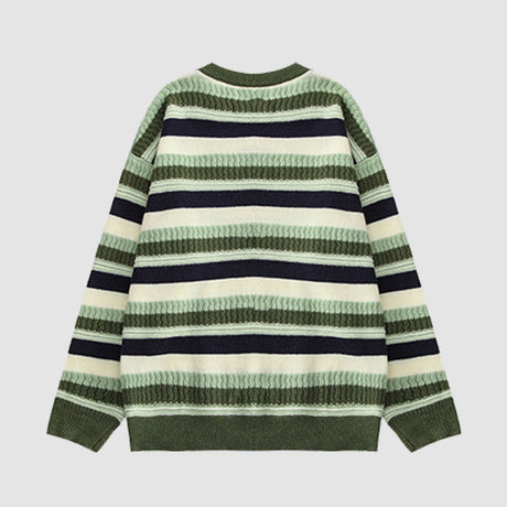 Contrast Color Striped Vintage Sweater