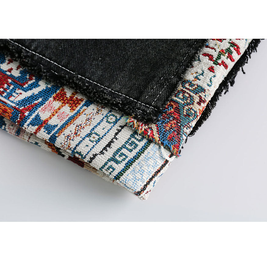 Ethnic Patchwork Drawstring Shorts