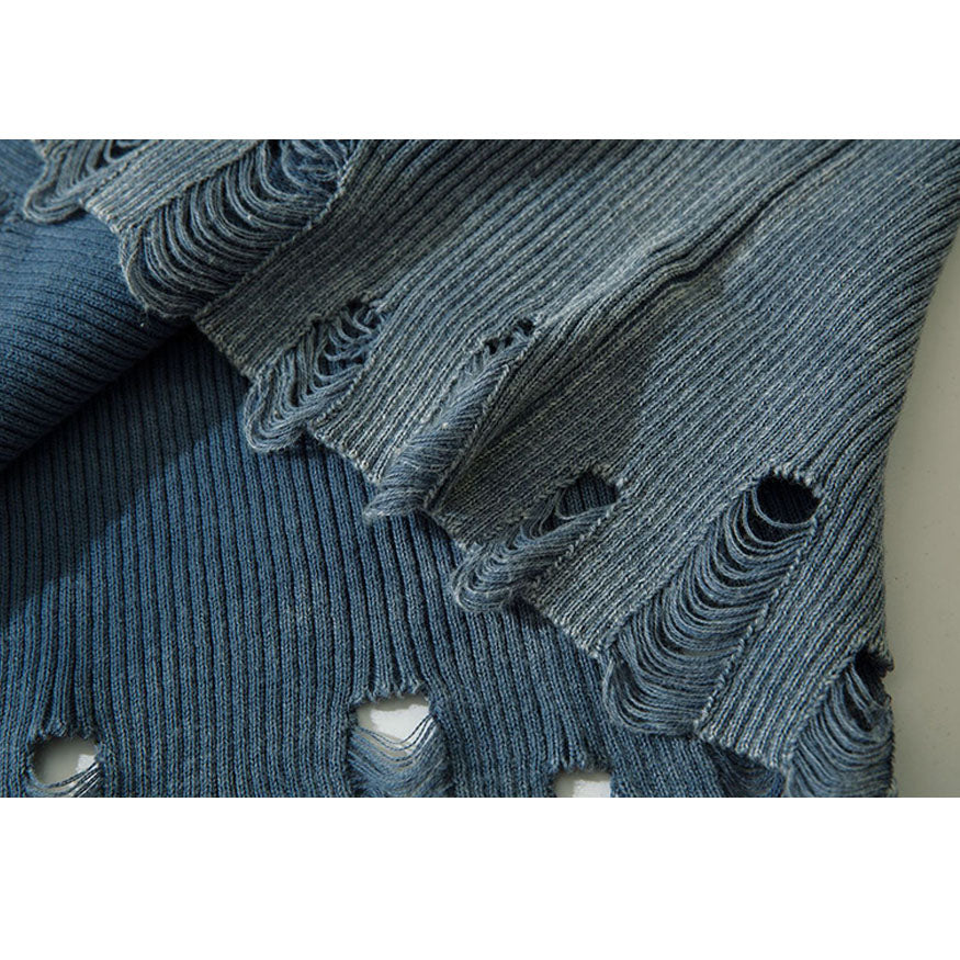 V-Ausschnitt Distressed Star Button Cropped Cardigan Sweater