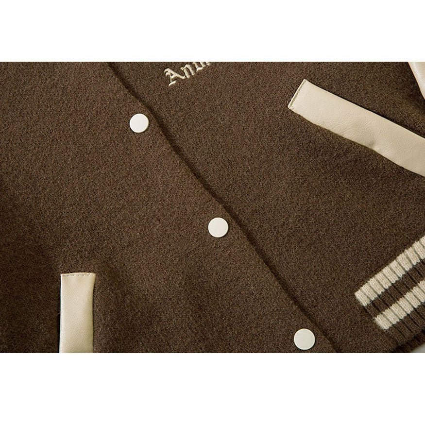 PU Sleeve Patchwork Chaqueta Varsity recortada