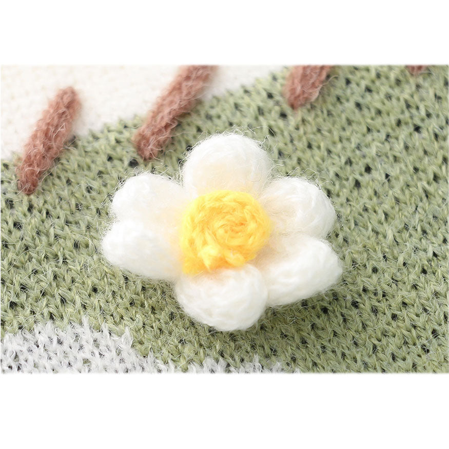 Maglione a maglia Flower & Sheep Pattern