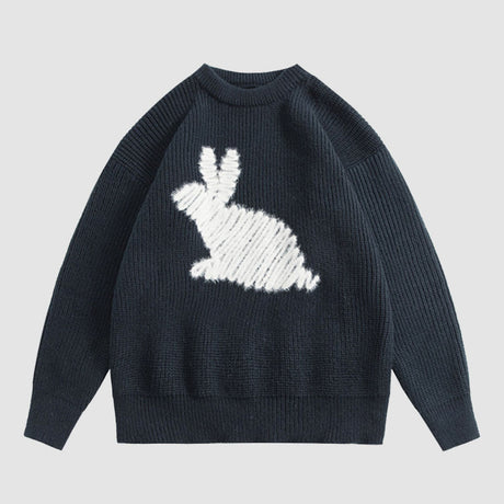 ウサギパターンヤーンアートセーター