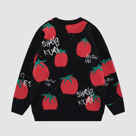 Cartoon-Tomate-Muster-Pullover