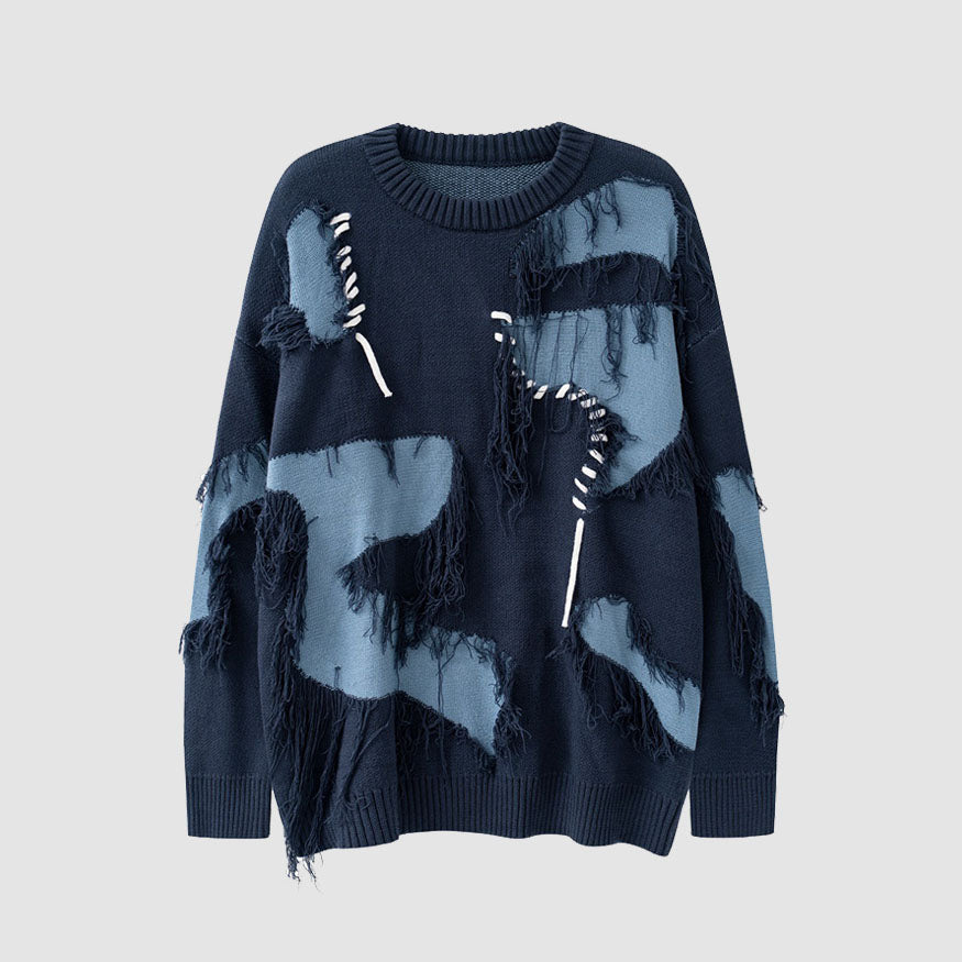 Pullover mit Quasten-Seilnähten