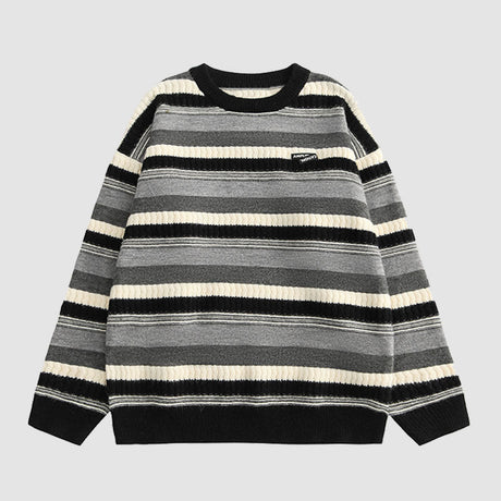 Contrast Color Striped Vintage Knit Sweater