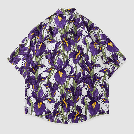 Iris Print Camisa de verano