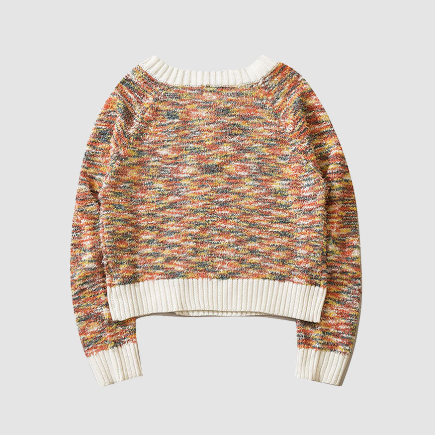 Suéter Cardigan recortado de punto marled-knit