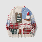 Lindo suéter de punto con patrón de oso navideño