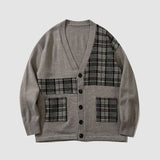 Suéter Cardigan de patchwork con patrón a cuadros