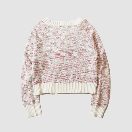 Marled-Knit Cropped Cardigan Sweater