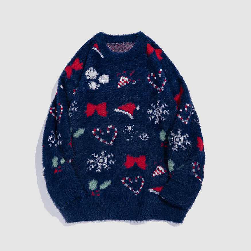 Suéter con patrón de sombrero de Santa