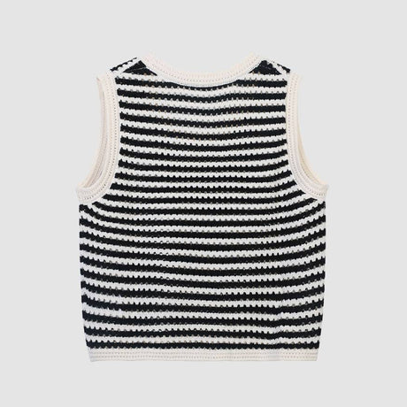 Hollow Breathable Striped Vest Sweater