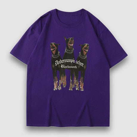 Vintage Dobermann Pinscher Print T-Shirt