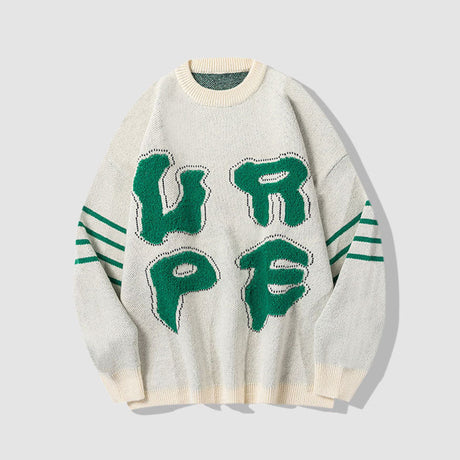 Creative Letters Print Knitted Sweater