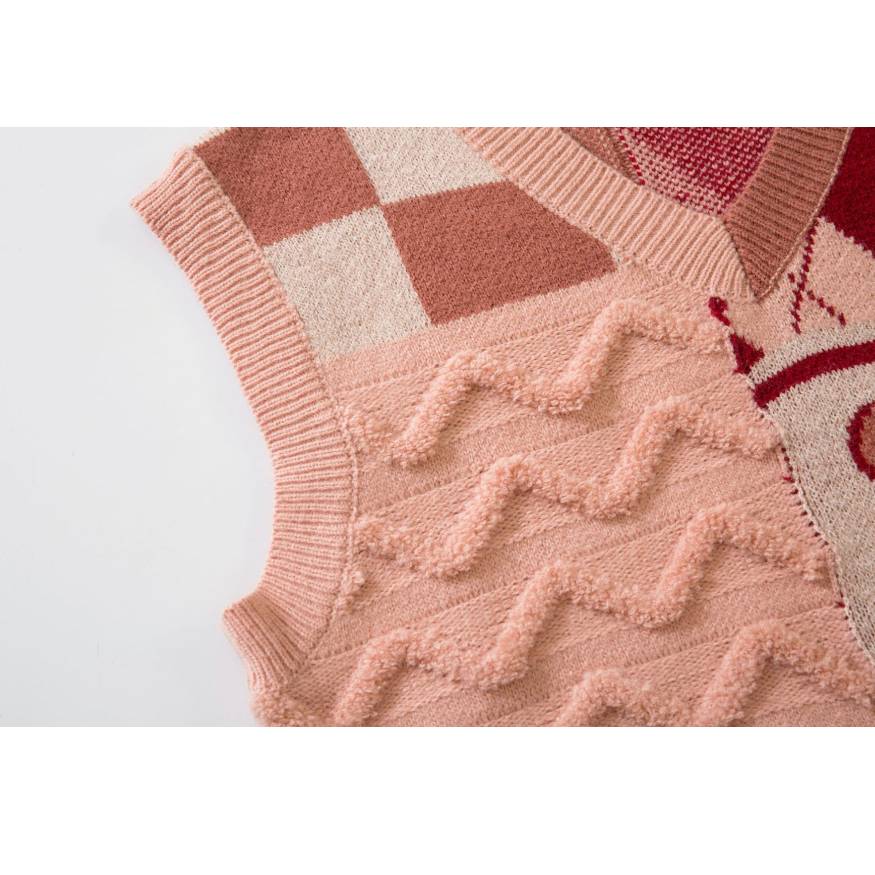 Argyle & Plaid Stitching Vest Sweater