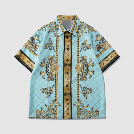 Two Piece Vintage Pattern Shirt + Shorts