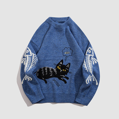 Süßer Pullover mit Kätzchen-Print