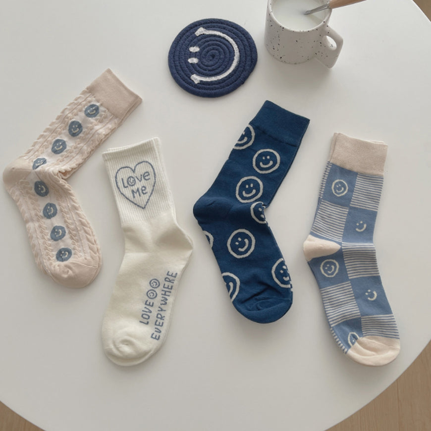 Blue Smiley Socks