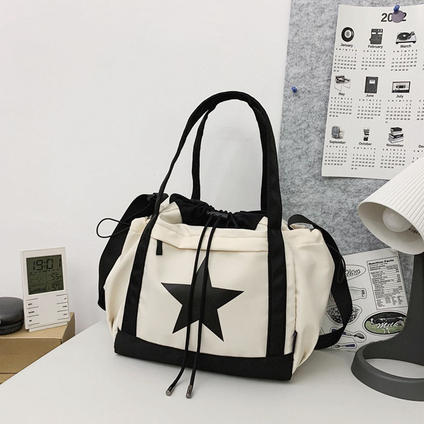 Oluolin College Style Star Printed Bag