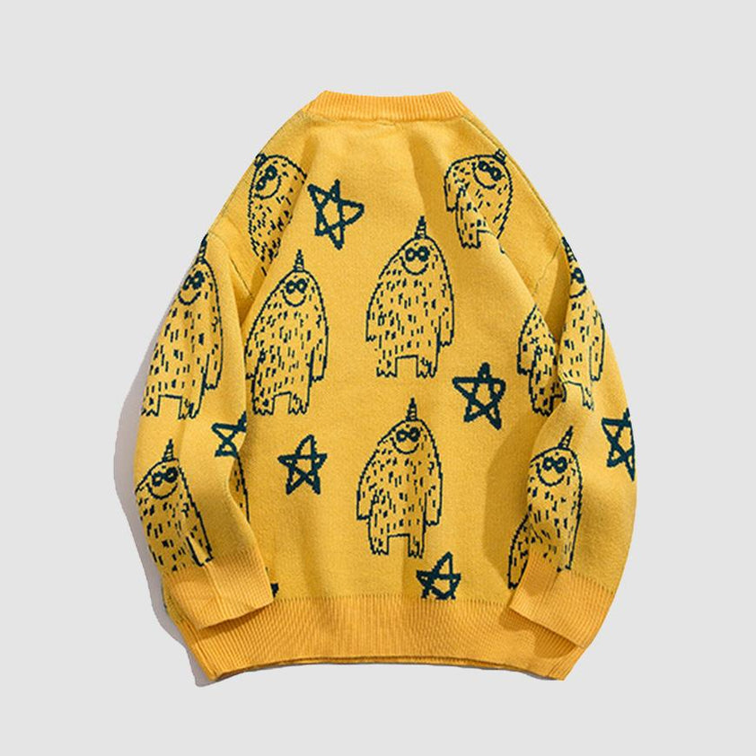 Cartoon Embroidered Pattern Sweater | OLUOLIN