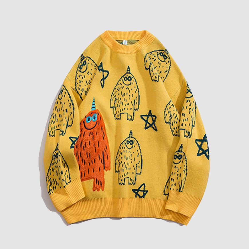 Cartoon Embroidered Pattern Sweater
