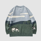 Cow Knitted Printed Sweater