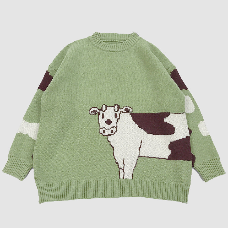 Pullover mit Kuh-Print