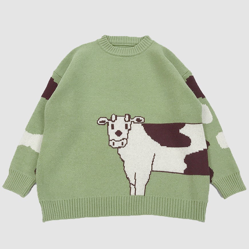 Cow Print Knitted Sweater
