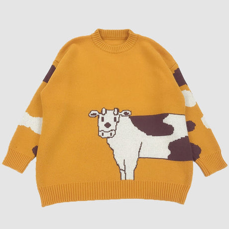 Cow Print Knitted Sweater