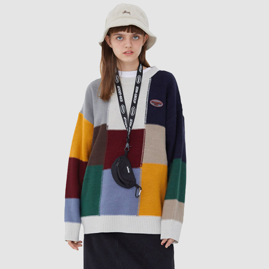 Color Blocking Knitted Sweater
