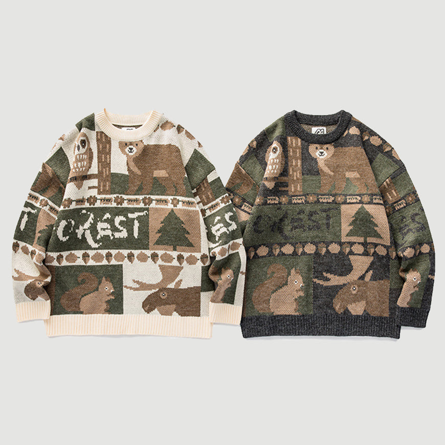 Vintage Print Knitted Sweater