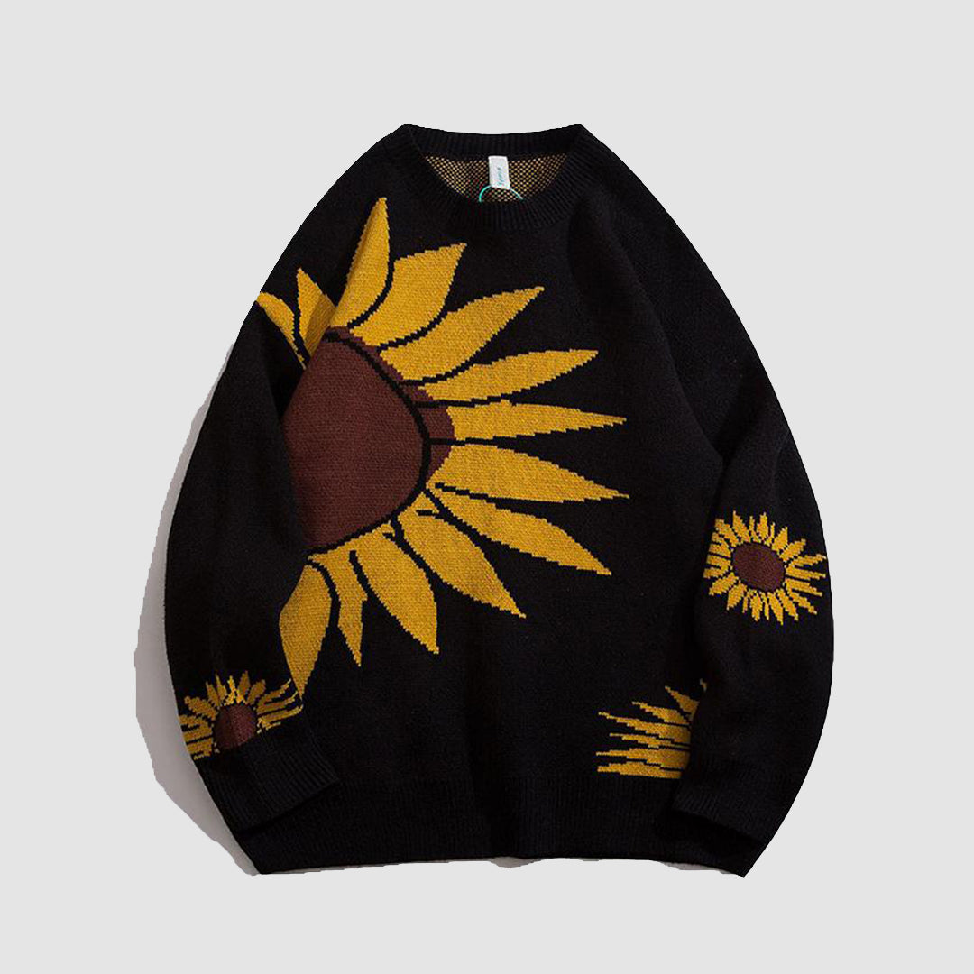 Sonnenblumen-Strick-Sweatshirt