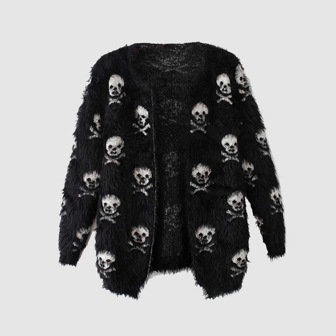 Skull Mohair Cardigan Sweater