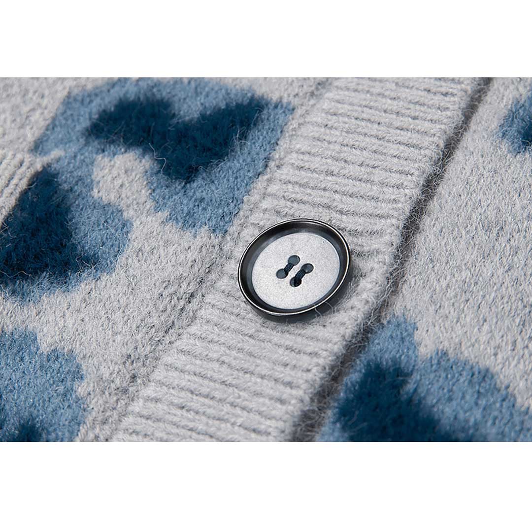 Blue Leopard Cardigan Sweater