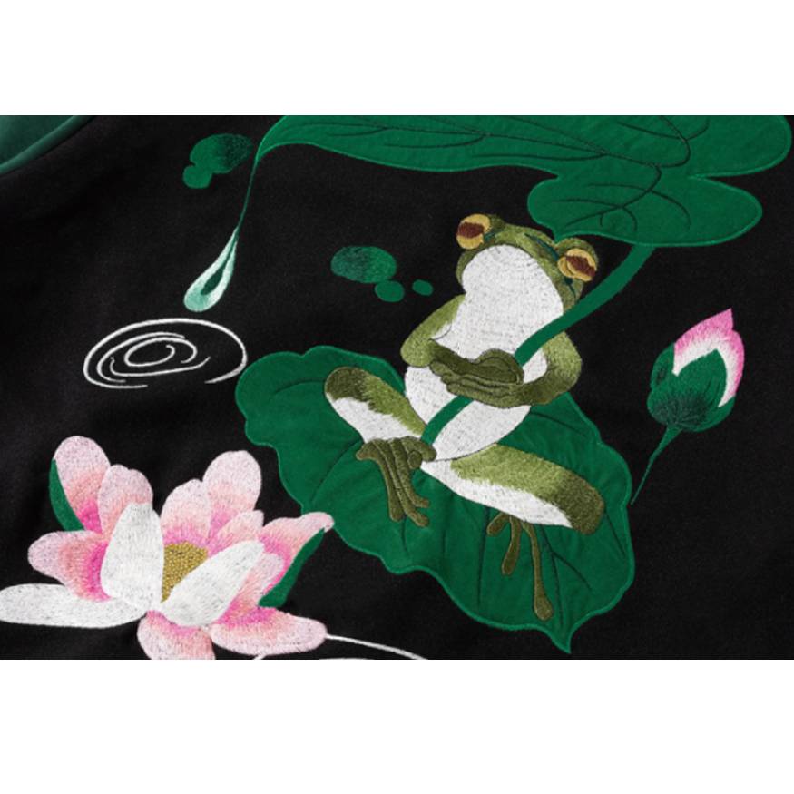 Lotus & Frog Pattern Embroidered Jacket