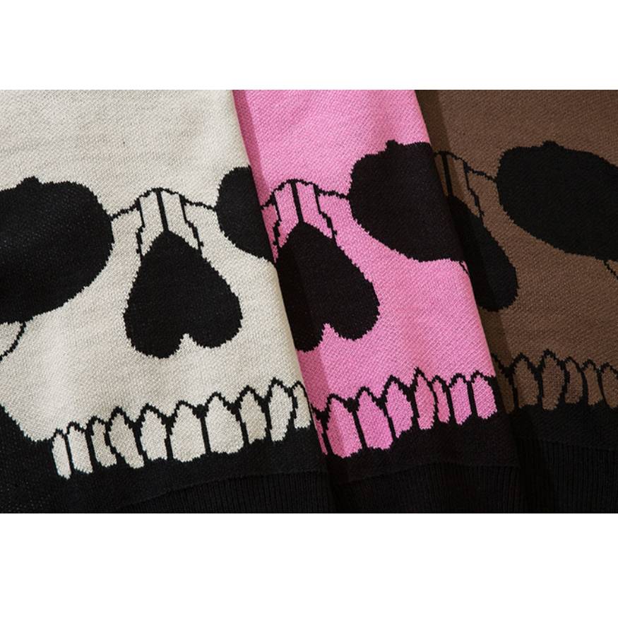Horrible Skull Print Turtleneck Knit Sweater