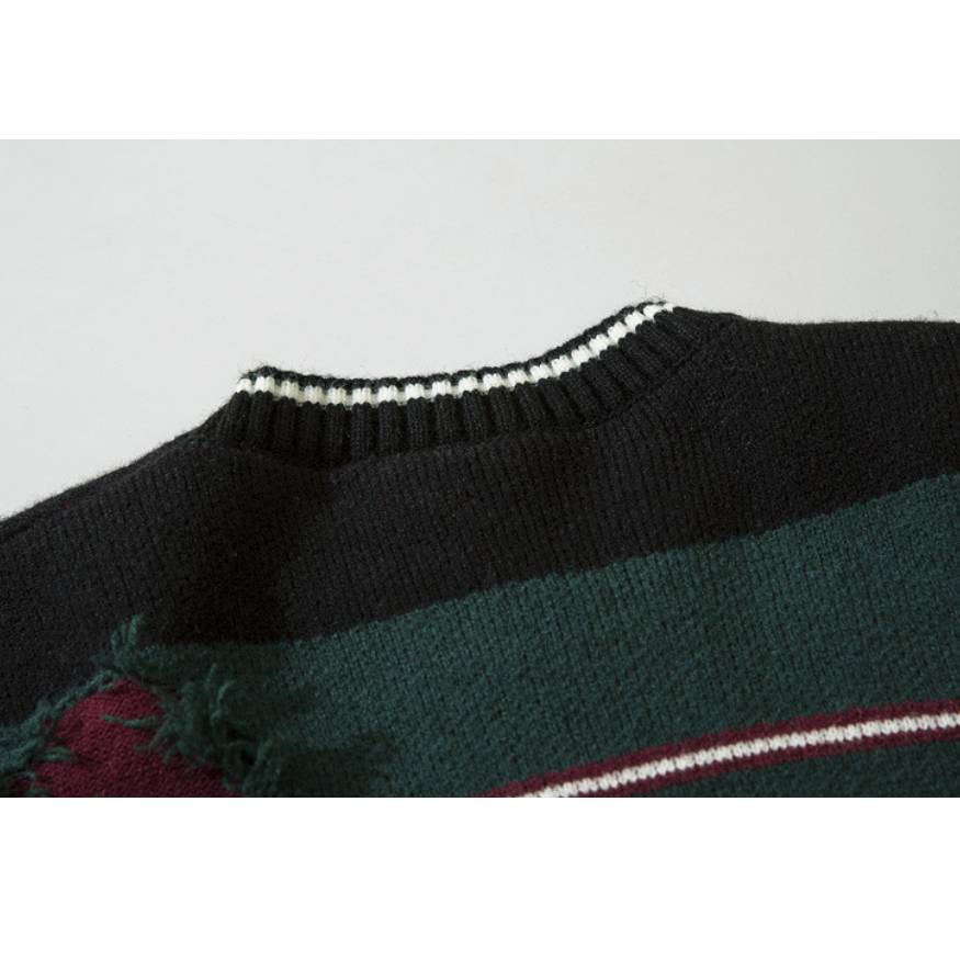 Vintage Pullover mit zerrissenem Streifenmuster