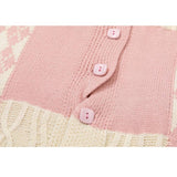 Flower Pattern Check Collared Cardigan Sweater