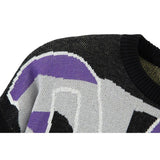 Horse Graffiti Color Block Knit Sweater