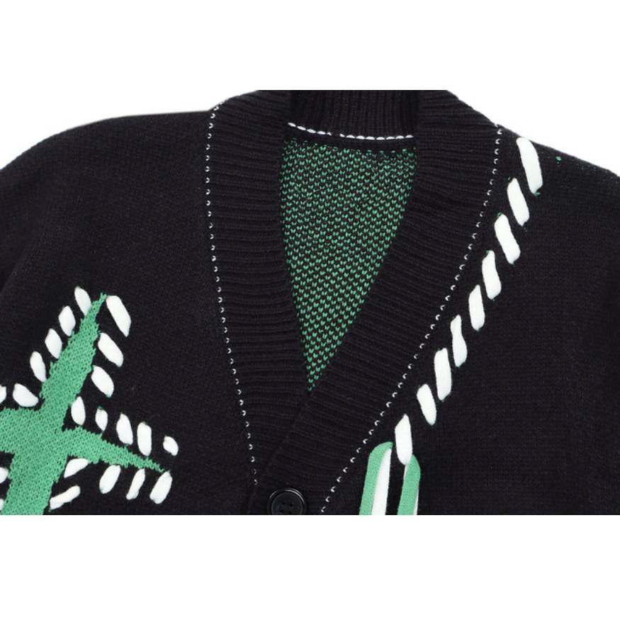 Suéter Cardigan con patrón de estrella de borla