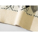 Argyle Pattern Drawstring Suéter con capucha
