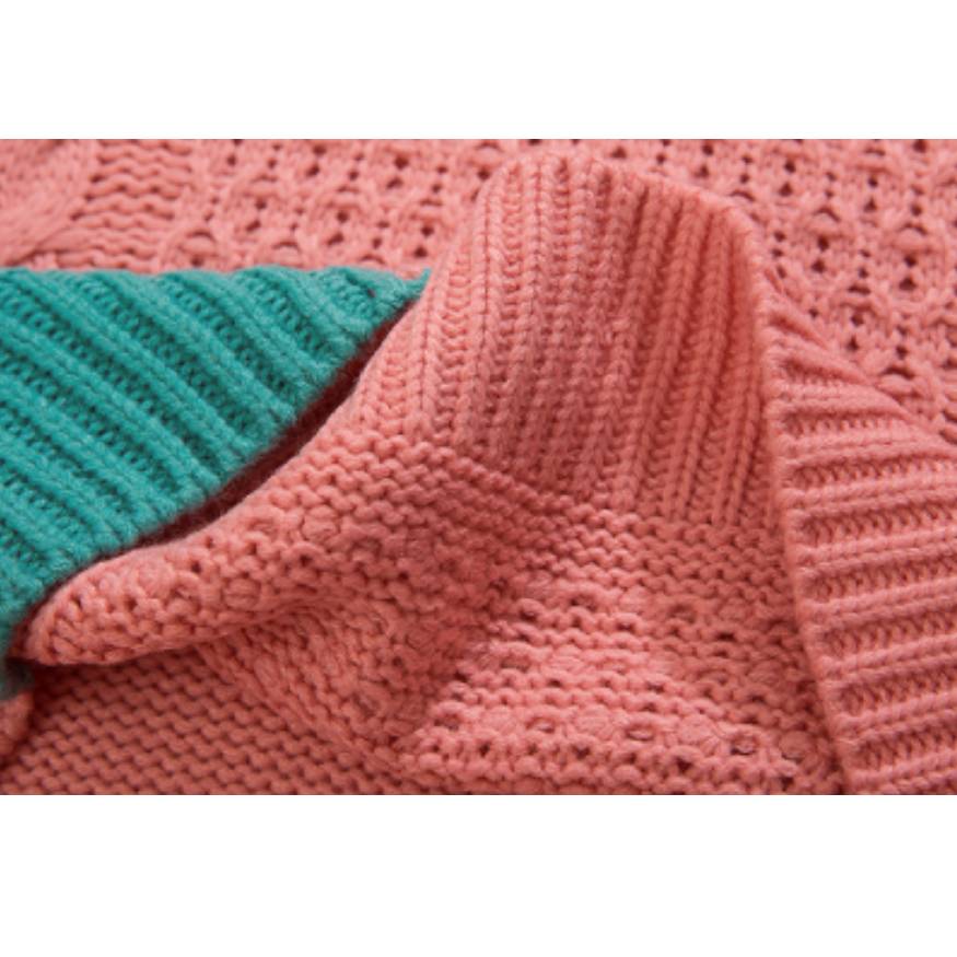 Suéter de punto mixto de contraste de color