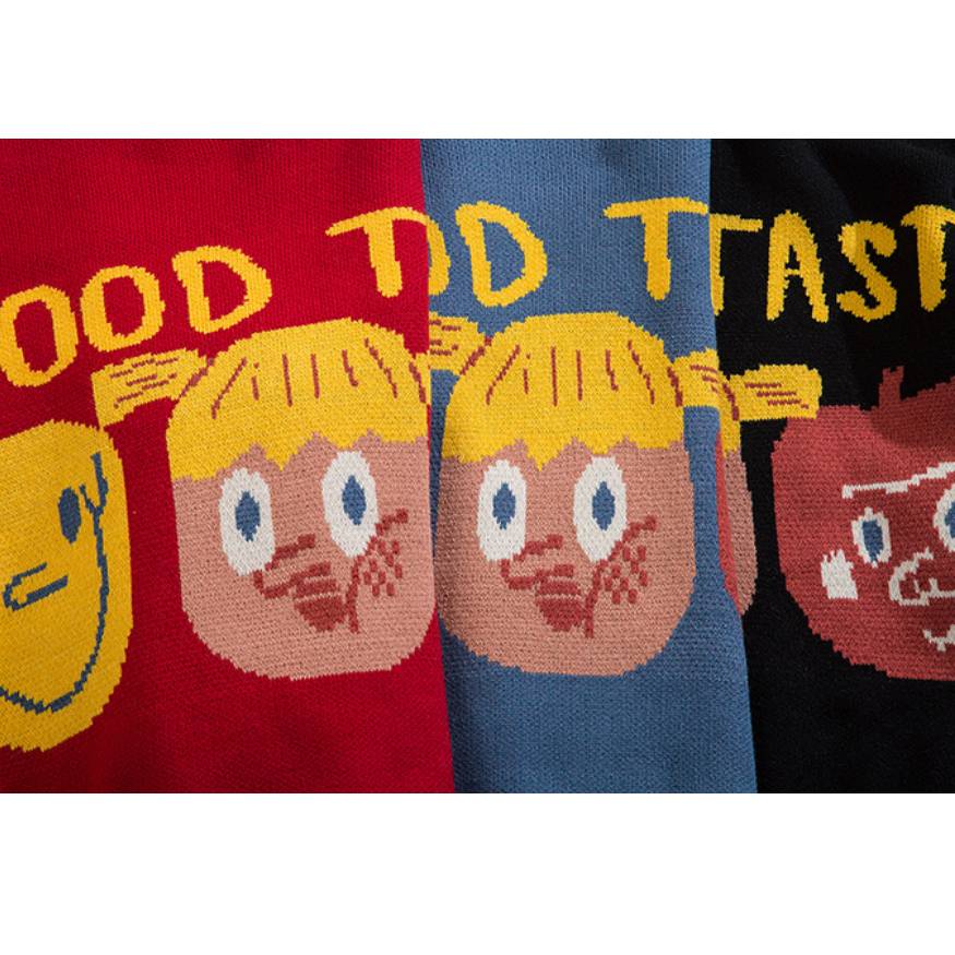 "GOOD TASTE" Cartoon Knit Sweater