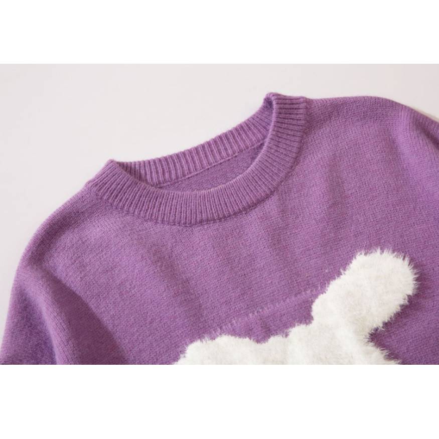 Cartoon Rabbit Pattern Knit Sweater
