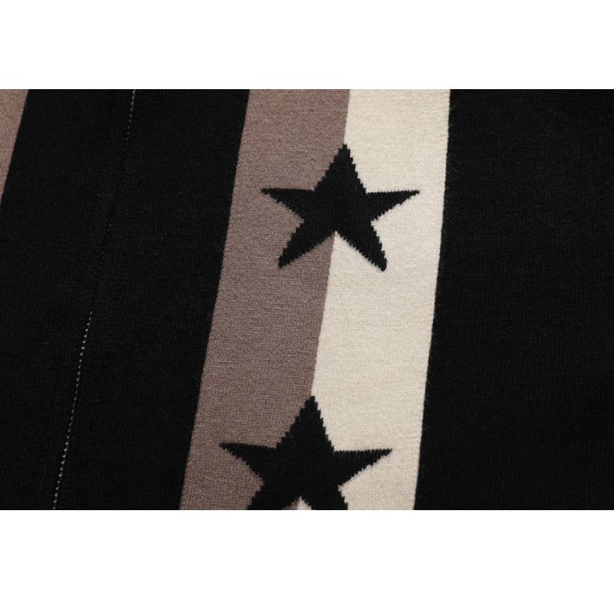 Pentagram Striped Collared Cardigan Sweater