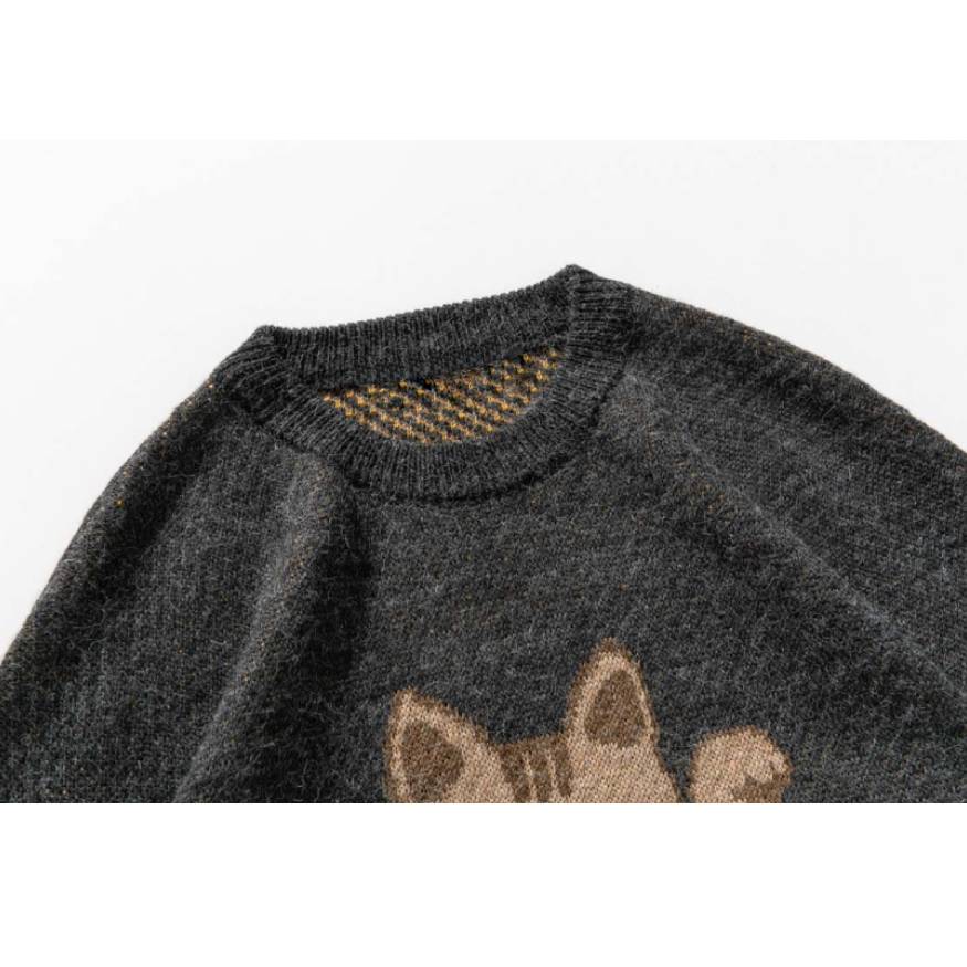 Lucky Cat Jacquard-Pullover