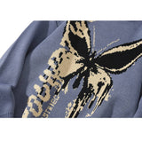 Butterfly & Letters Graffiti Print Knit Sweater